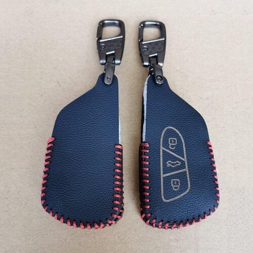 2020 Fashion Men Leather Car Key Case Keychain Cover For VW Volkswagen Golf 8 Mk8 2020 Skoda 3 Button Smart Keyless Remote Fob