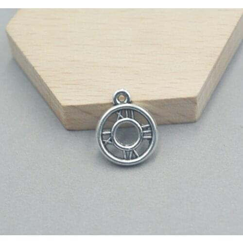 28pcs Antique Silver tone small Clock Charm Double Sided Charms 16*13mm