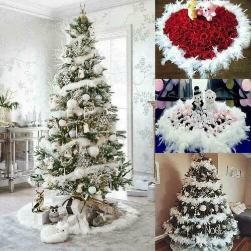 2M Christmas Tree White Feather Boa Strip Xmas Ribbon Party Garland Decor Garland To Compliment Any Wedding Or Christmas Event