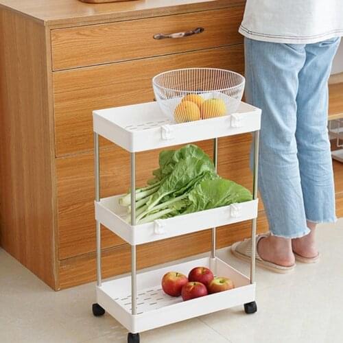 3/4 Tier Storage Organizer Rack Carrito Organizador Trolley Cart Save Space Kitchen Organizer Bathroom Movable Rack Wheels