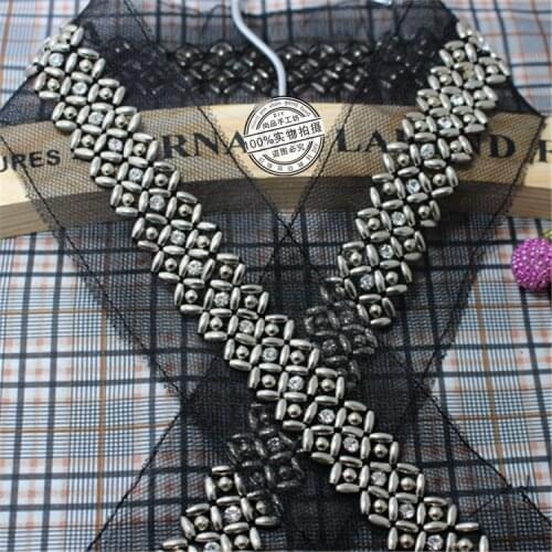 Retail 1Yard 5cm Silver Pearl Clothing Accessories Collar Flower Diy Handmade Beading Beaded Lace Trim Clothes Lace Fabric