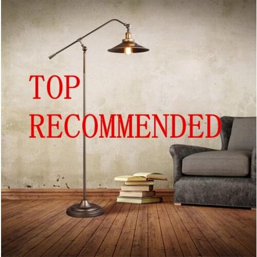 American Countryside Vintage Loft Style Personality Long Arm Floor Lamp Study Room Foyer Bedroon Floor Light
