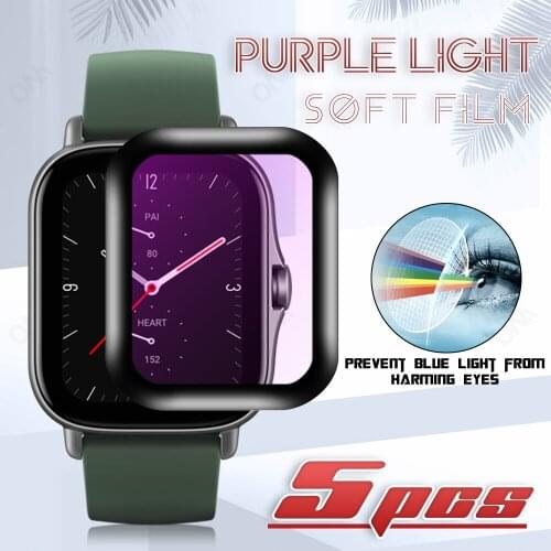 Anti-blue light Curved Edge Soft Screen Protector Film For Amazfit Huami GTS 2 mini Smart Watch Full Cover Protective (Not Glass