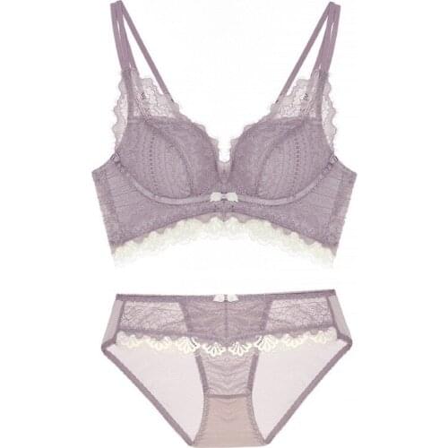 Push Up Bra Underwear Women Set Sexy Teenagers Underwear Hallow Out Bra Set Women Transparent Bra Without Underwire