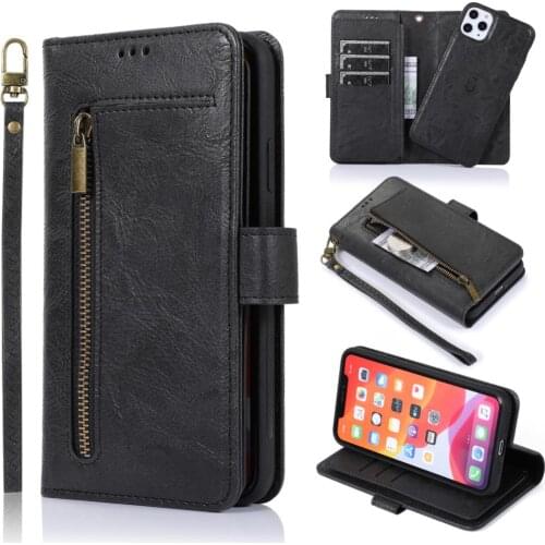 9 Card Holder Zipper Wallet Phone Case For iPhone 12 11 Pro Max XS X XR 7 8 Plus 6 6s SE 2020 XS Max Leather Case Magnetic Cover