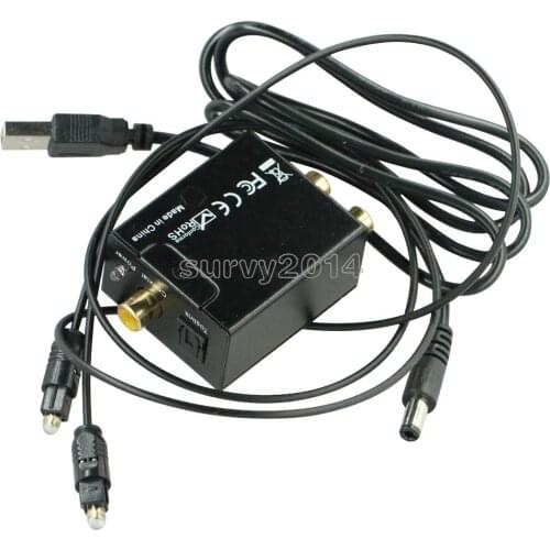 Digital to Analog Audio Converter Adapter Digital Optical Fiber Coaxial RCA Toslink Signal to Analog Audio Converter RCA for DVD