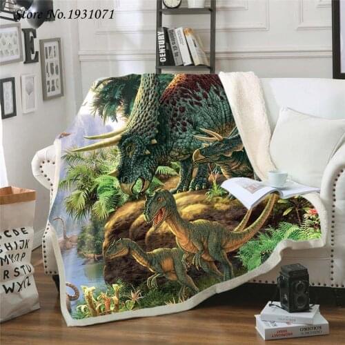Dinosaur Jurassic 3D Printed Fleece Blanket for Beds Thick Quilt Fashion Bedspread Sherpa Throw Blanket Adults Kids 17