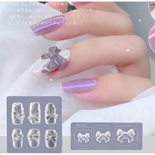 Nail Bowknot Mold Reusable DIY Silicone 3D Manicure Bows Plate for Girl Nail accessories