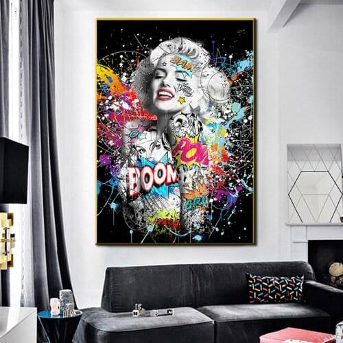 Graffiti Art Sexy Beautiful Woman Art Prints Pop Art Poster Canvas Painting Wall Picture Street Art for Home Cuadros Room Decor