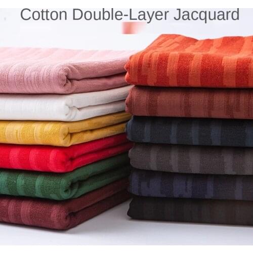 Cotton Double Gauze Striped Jacquard Fabric Dress Pants Clothing Skirt Fabrics for Sewing Brocade100% Kids Black White Blue Diy