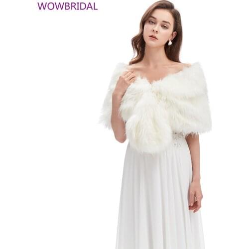 Fur Faux Winter Bolero Women Bridal Shawl Wedding Cape In Stock Bridal Cloaks Wedding Coat Jacket for Evening Party