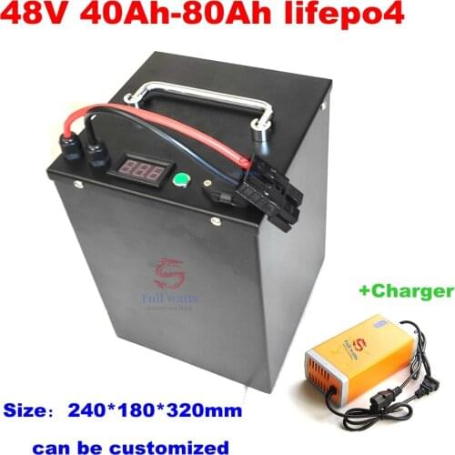 48V 40Ah 50Ah 60Ah 80Ah LiFepo4 lithium battery pack with BMS for 4000w motorhome electric car solar energy+Charger
