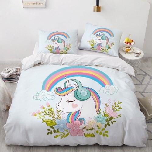Luxury 3D Duvet Cover Set Comforter Bedding Set King King Queen Double Single Size Unicorn Cartoon Design Custom Bedclothes