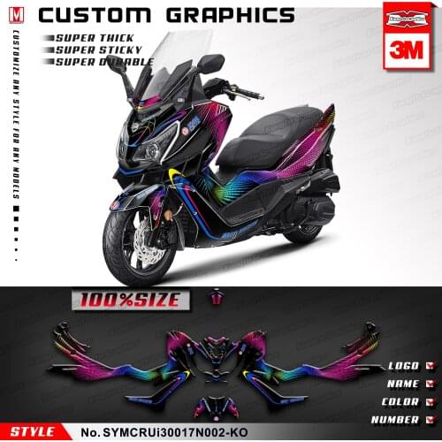 KUNGFU GRAPHICS Custom Stickers Motorbike Decals Backgrounds for SYM Cruisym 300 2017 2018 2019 2020, Purple Blue