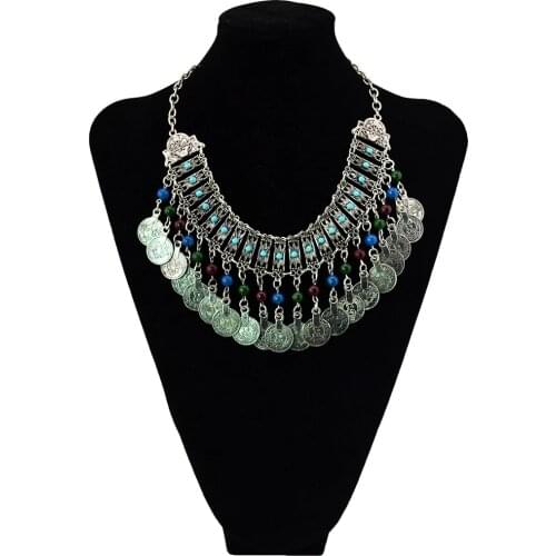 Inlove Fashion Bohemian Ethnic Gypsy Turkish India Choker Necklace Indian Tribal Coins Tassel Women Statement Necklaces