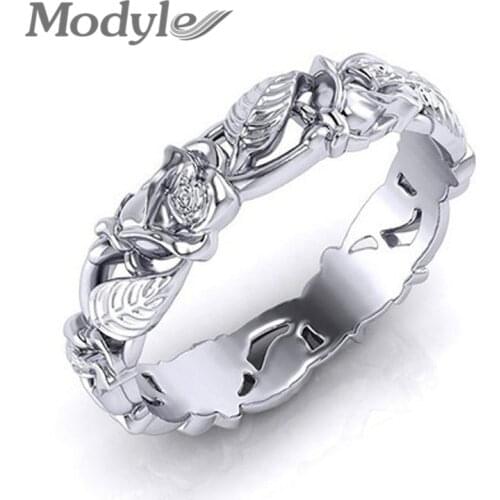 Modyle 2021 New Fashion Silver Color Leaf and Flower Wedding Ring for Woman Dropshipping