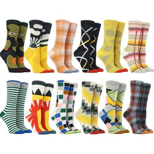 Fashion New 2020 Autumn Women Socks Japanese Cotton Colorful Cartoon Funny Kawaii Plaid Striped Happy Socks For Christmas Gift