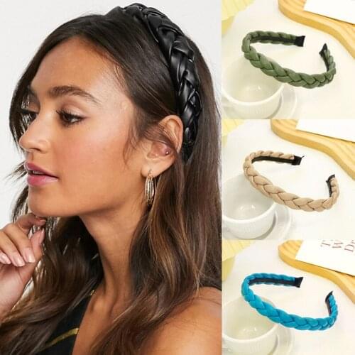 MueRaa New PU Leather Fashion Women Girls Twist Hairband Headband Lady Trendy Weave Hair Accessories Headwear Hairhoop Headwrap