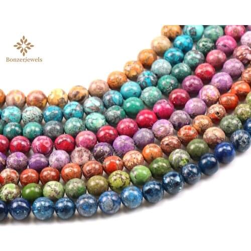 Natural Blue Red Green Brecciated Imperial Jaspers Loose Spacer Beads For DIY Necklace Bracelet Jewelry Making 6/8/10/12MM