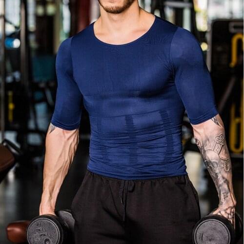 NEW Skinny Shaper Body building Fat Burn Chest Tummy Shirts Corset Male Belly Abdomen Corrector Compression Posture Vest