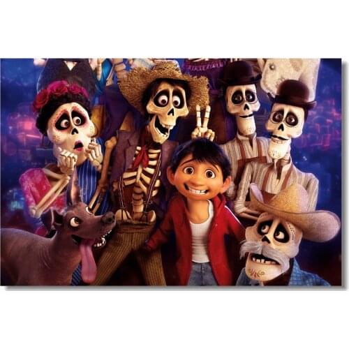 Custom Canvas Wall Decorations Coco Movie Poster Coco Anime Wallpaper Nursery Room Wall Sticker Mural Kids Birthday Gifts #0800