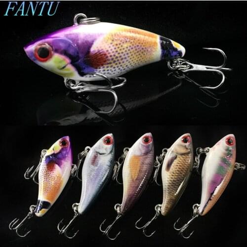 FANTU Mini VIB Fishing Leurre 4g/4.5cm Artifical Plastic Vibrator Hard Baits Built in Steel Beads Long Shot Vibration Lures 2PCS