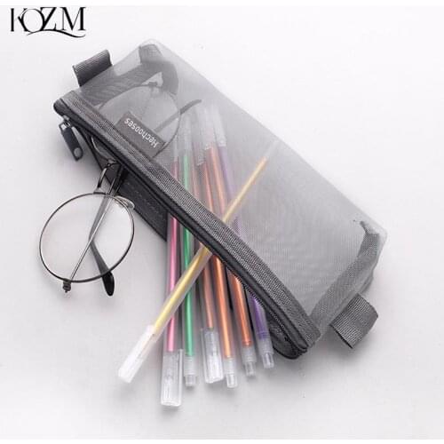 Simple Transparent Mesh Pencil Case Office Student Pencil Cases Nylon Pen Box