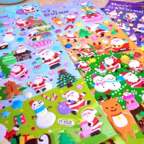 Christmas bubble stickers bubble three-dimensional hand account decoration stickers cartoon Santa Claus childrens toys gift