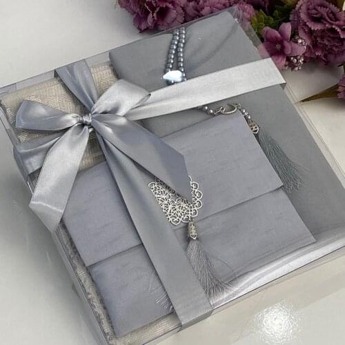 Gray Velvet Yaseen Tasbeeh Shawl Shantug Bag Muslim Gift Set Yaseen Favors Arabic Yaseen Quran Islamic Favor Eid Mubarek
