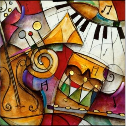 Modern Abstract Music Oil Painting for Children Room Decoration Wall Art Painting on Canvas Hand Painted 100