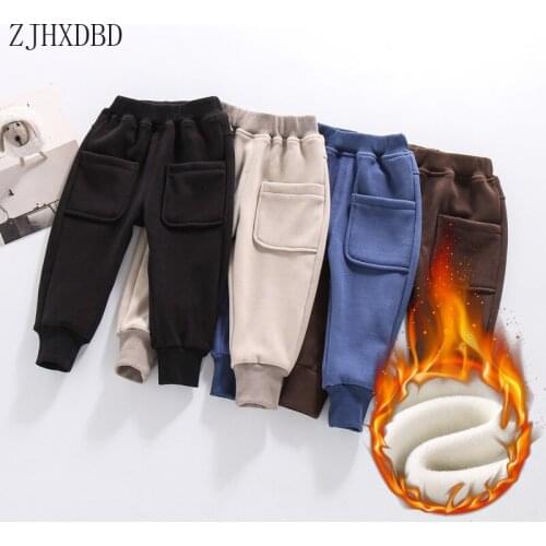 2020 Baby Sweatpants Boys Pants Kids Trousers Toddler Boy Winter Clothes Thick Fleece Girls Pencil School Pant Children Leggings