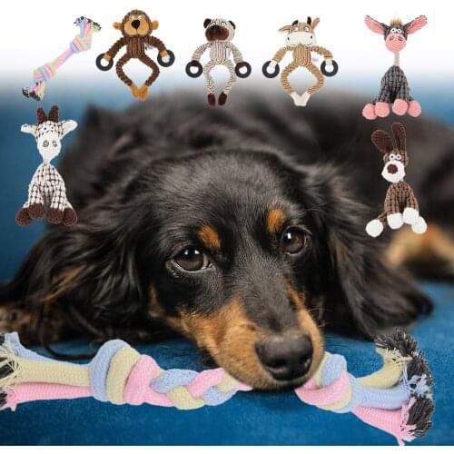 Pet Chewing Animals Donkey Shaped Dog Bite Corduroy Plush Teething Toy for Small Dogs High Quality Pet Training Supplies