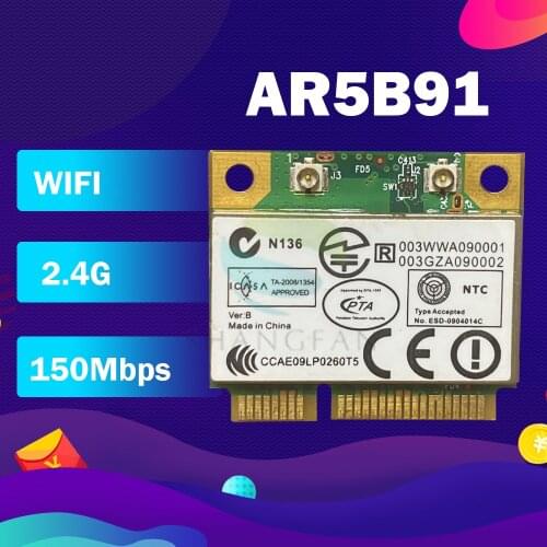 Atheros AR5009 AR9281 AR5B91 Half Mini PCI-e 300Mbps WLAN Wireless Card