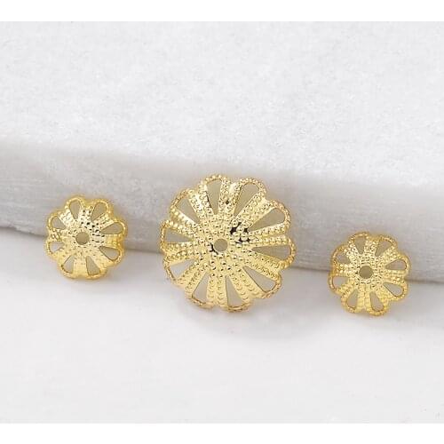 Factory wholesale 20PCS 7MM 12MM Champagne Gold Color Plated Brass Glossy Beads Caps High Quality Diy Jewelry Accessories