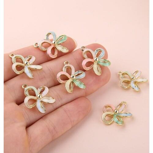 6pcs Alloy hit color hollow Cute Flower Earrings for Women Korean Jewelry Kids Girls pendant DIY handmade earrings material