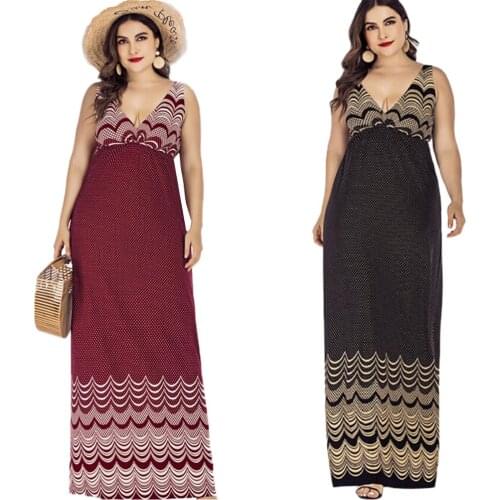 Plus Size Floral Printed Women Boho Strap Backless Long Maxi Dress Beach Holiday Abaya V-neck Party Gown Kaftan Summer Sundress