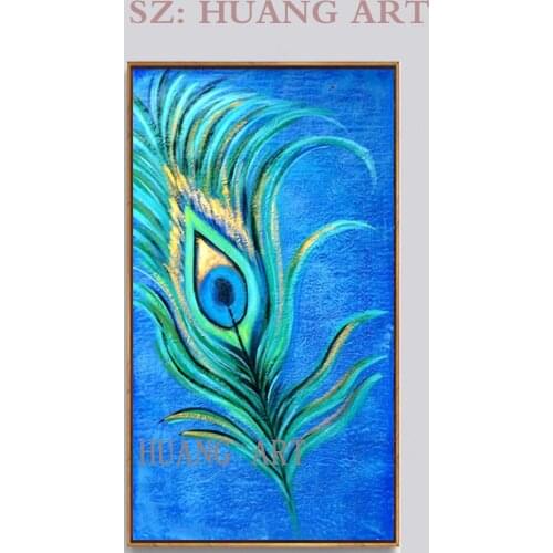 Animal gold feather art oil painting on the canvas impression hand-painted wall art home sitting room acrylic modern painting