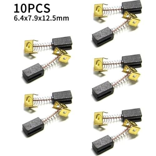 10 Pcs Carbon Brushes 6.4x7.9x12.5mm For Black Decker CD105 CD110 CD115 KG900 Power Tools Accessories