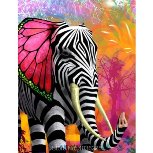 100% handmade high quality animal oil painting on canvas colorful elephant oil painting support for custom size or paintings