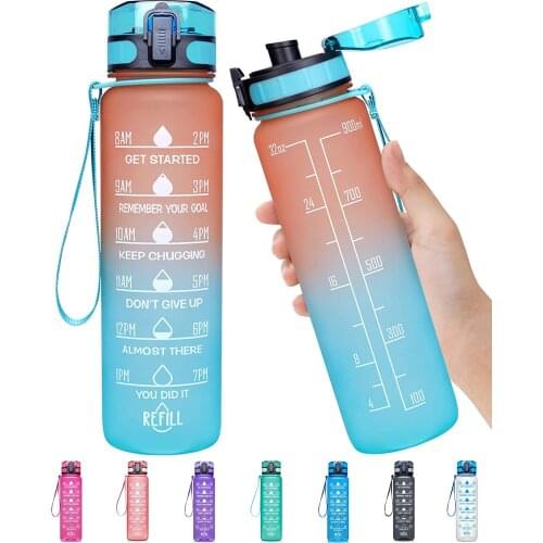 1L Camping Water Bottles Sport Portable Gym Anti-fall Leak-proof Large Capacity Water Bottle Fitness Plastic Men Women Drinking