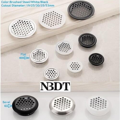 20Pcs Stainless Steel Circular Clip Air Vent Honeycomb Hole Louver Kitchen Bath Shoe Closet Cupboard Brush White Black Paint