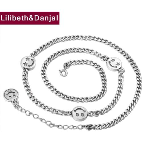 2019 Creative 5mm Thick Smiley face Chain Necklace 100% 925 Sterling silver Men Women Mom Pendant Necklace Fashion Jewelry N59