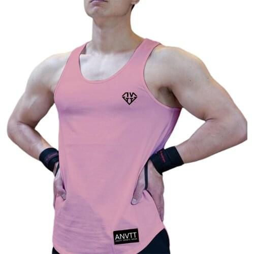 2021 Men Summer Soild Colors Sports Vest Pattern Printed O-Neck Sleeveless Form-Fitting Tank Tops for Boys Four Styles Plus Size