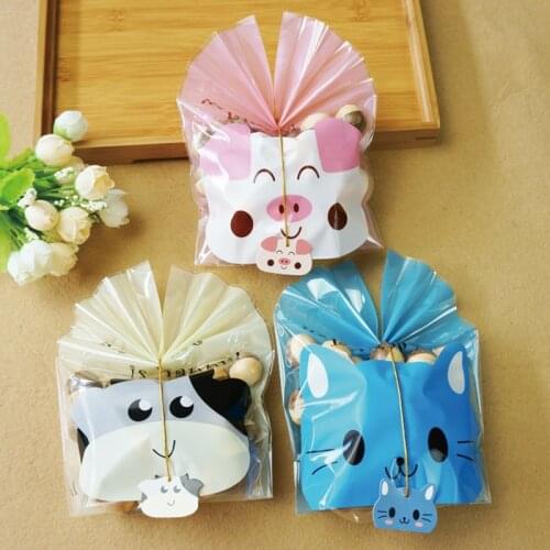 5 Pcs/lot Cartoon Animals pig/cat/cow Candy Bag Wedding Party Favor Gift Candy Boxes Ribbon Casamento Event Decorations
