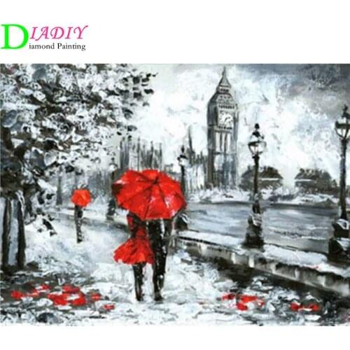 Diamond Embroidery Cross Stitch Street Diamond Painting Landscape 5D DIY Full Drill Mosaic Rhinestone Pictures Crafts
