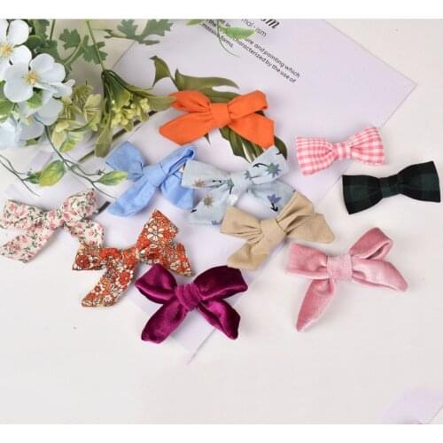 10pc Baby Girl Grosgrain Ribbon Bows With Clips Colorful Barrettes for Kids floral BB Clip Little Girls Gifts Nylon Hair Clips