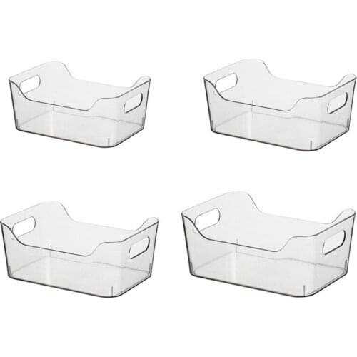 Refrigerator Storage Box Without Cover With Handle Fruit Vegetable Fresh Transparent Box Bathroom Cosmetics Storage Box Norbi