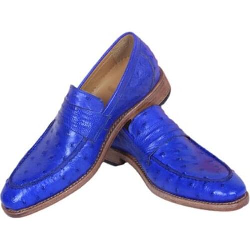 Hulangzhishi male Ostrich leather shoes classic manual customized British shoes Ostrich skin Mens Shoes male Dress shoes