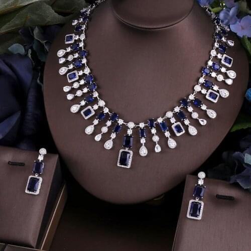 Janekelly 4pcs Bridal Zirconia Full Jewelry Sets For Women Party, Luxury Dubai Nigeria CZ Crystal Wedding Jewelry Sets