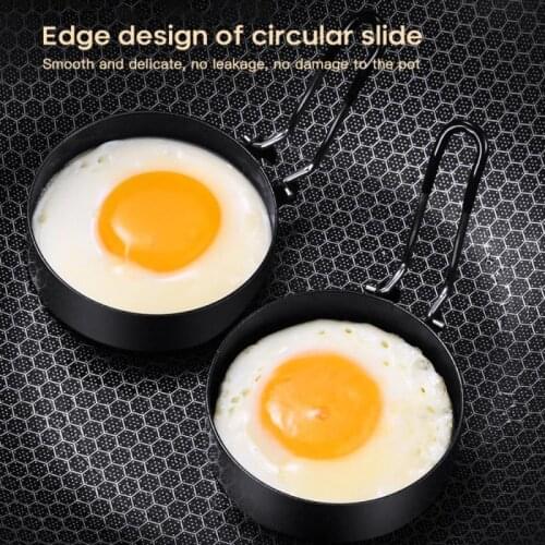 Stainless Steel Egg Frying Ring Metal Circle Shape Fried Poach Pancake Mould With Handle Non Stick Fried Egg Mold Cooking Tools